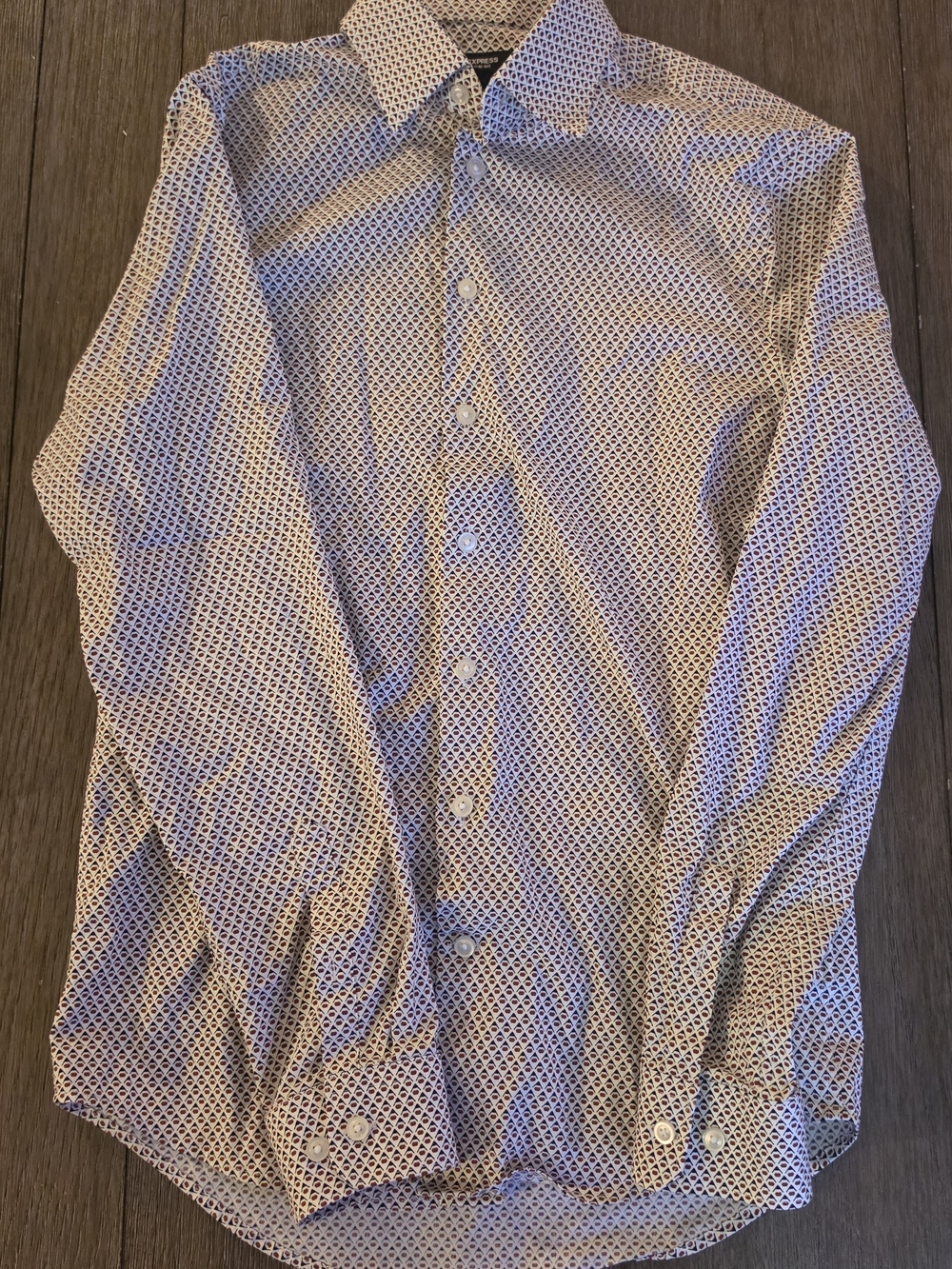 Express Men's Slim XS Geometric Button-Down Shirt - White/Red/Black